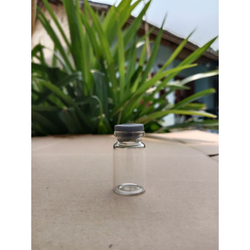 Botol kaca vial bening 5ml / Botol tester 5ml tutup karet