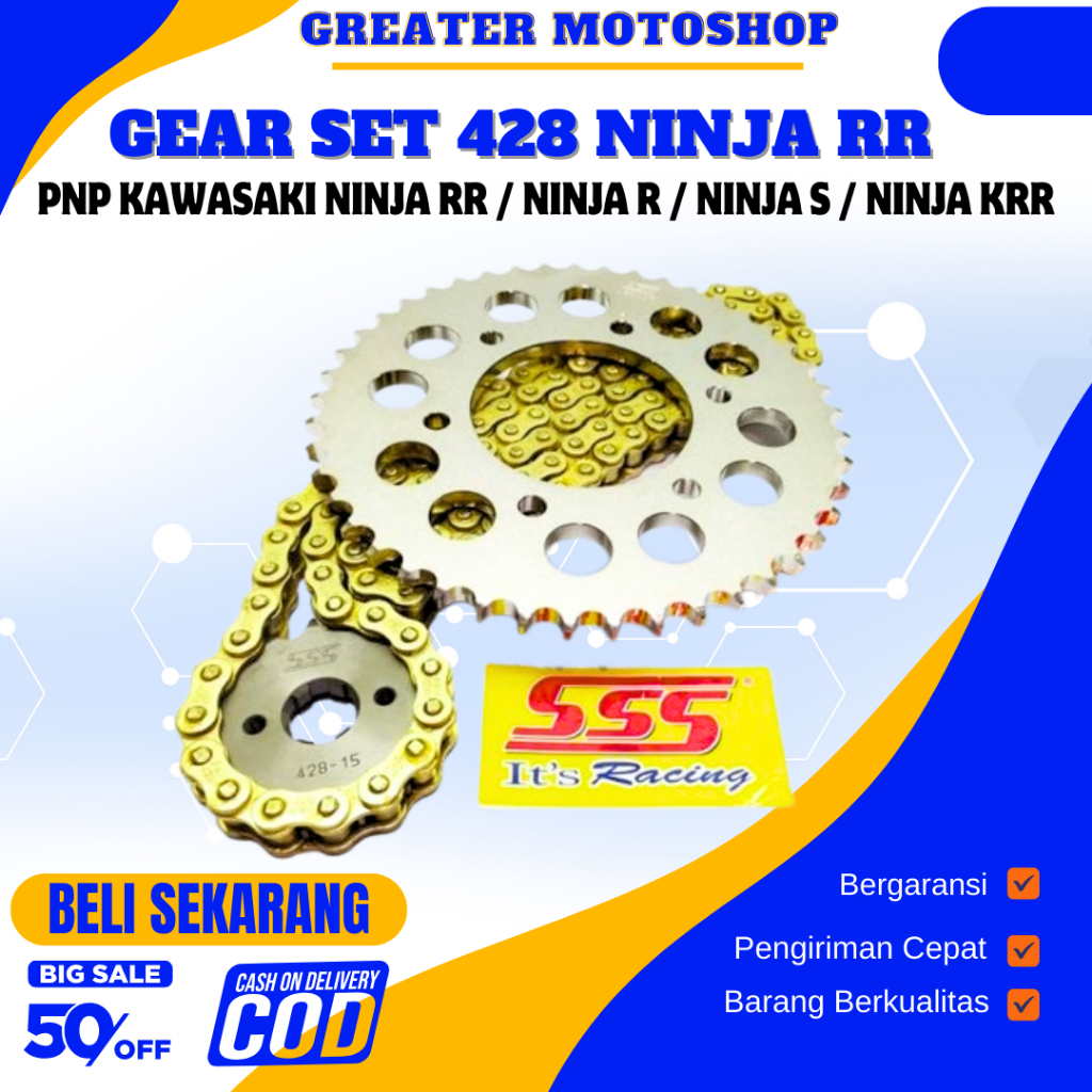 Gear set ninja 150 rr gir set rantai GOLD 428 hsbt gear set ninja r ninja rr | Gir Set  Ninja RR Nin