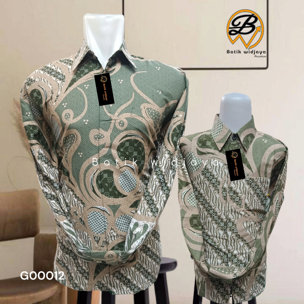 batik couple ayah anak katun premium COD/BATIK COUPLE AYAH ANAK HIJAU SAGE PREMIUM
