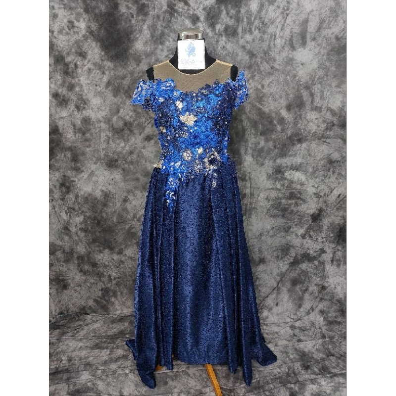 Gaun pesta sister mama navy elektrik Preloved