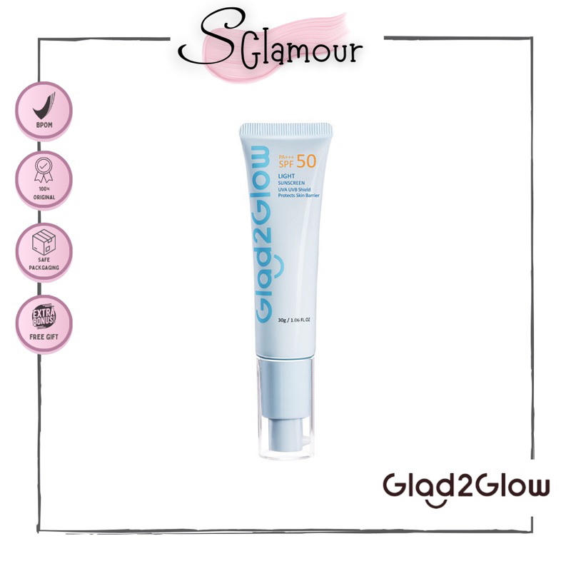 [WAREHOUSE SALE] [READY STOCK] GLAD2GLOW Light Sunscreen Gel UV SPF50 PA+++ - 30g