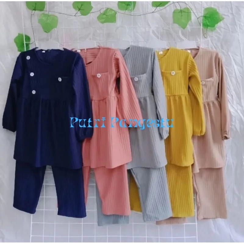 One set anak perempuan bahan knit hornet maxline // setelan anak perempuan 3-4 tahun 5-6 tahun 7-9 tahun // setelan anak terbaru // one set anak