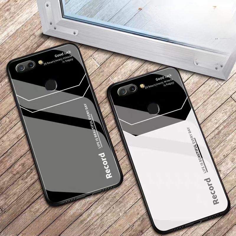 case OPPO A12 case silicon back cover tempered glass fashion casing