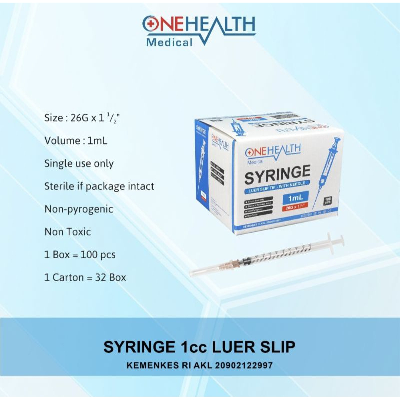 Spuit 1 cc Onehealth / Syringe 1ml Onemed Terumo HARGA PER PCS