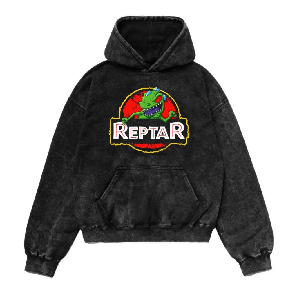 Virtuative "Reptar" Stone Wash Oversize Hoodie | Washing | Jaket | Hoodie Rugrats