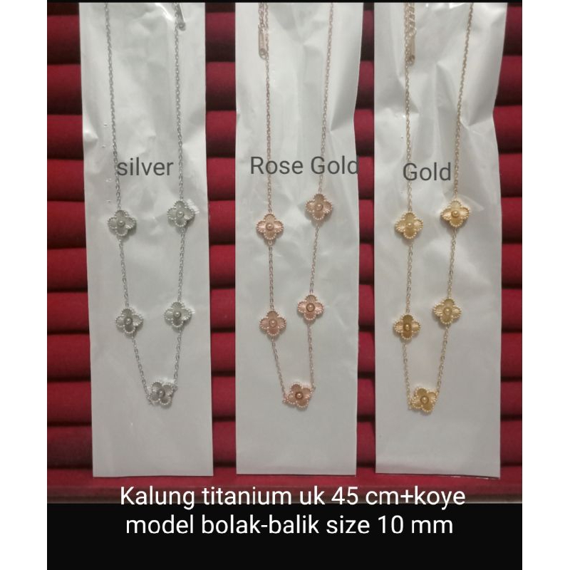 RYs782. Kalung titanium wanita UK 45 cm+koye model bolak-balik