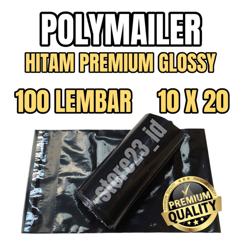 

POLYMAILER 10 X 20 HITAM PE PREMIUM GLOSSY ISI 100 LEMBAR - PLASTIK PACKING POLYMAILER 10X20 ONLINE SHOP+ PEREKAT