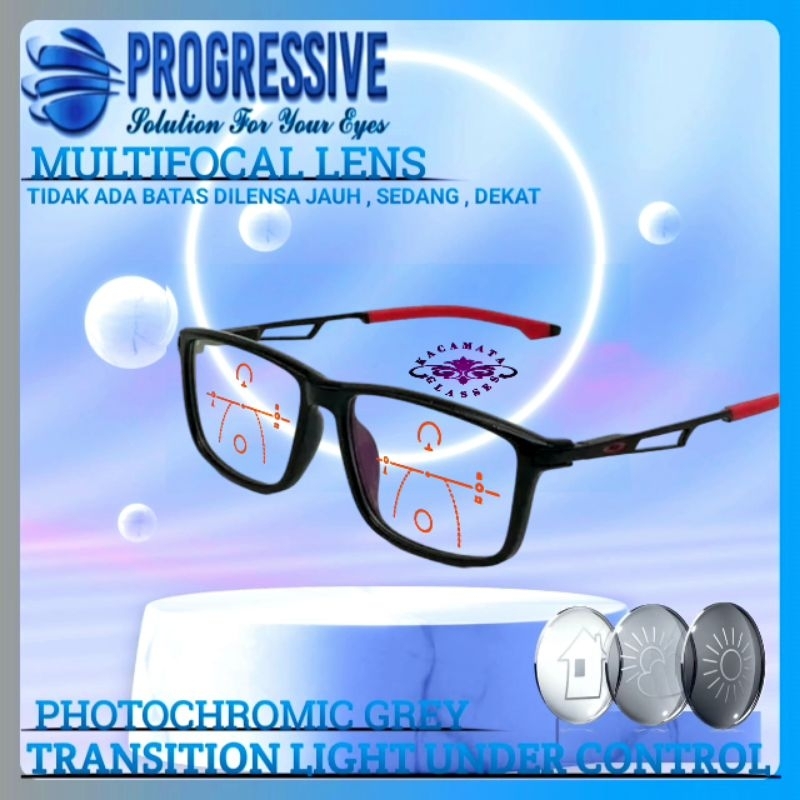 Kacamata Baca Progresif Sporty Pria/Wanita Kacamata Plus Baca dan Jalan Frame Kacamata Progressive P