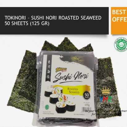 

☈➸❋✦ Tokinori Sushi Sakao Nori Sushi Halal Onigiri Lembaran Rumput Laut Korea Kimbab Roasted Seaweed 10 or 50 Sheet Stock Banyak