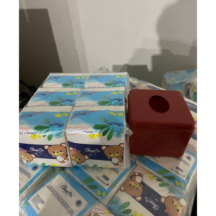 Star Seller paket 6 tisu clean plus gratis kotak tisu (200sheet)- tissue clean plus pop up.