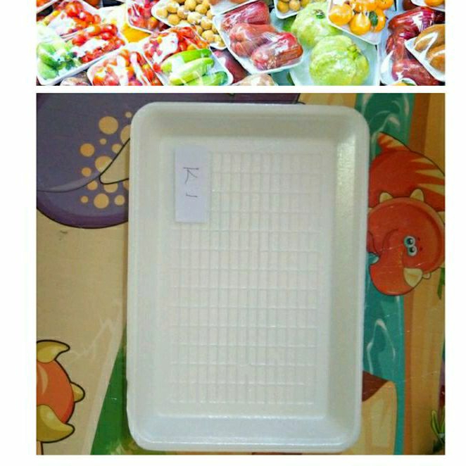 isi 100 pcs foam tray K1 alas makanan lemek sayur dan buah potong