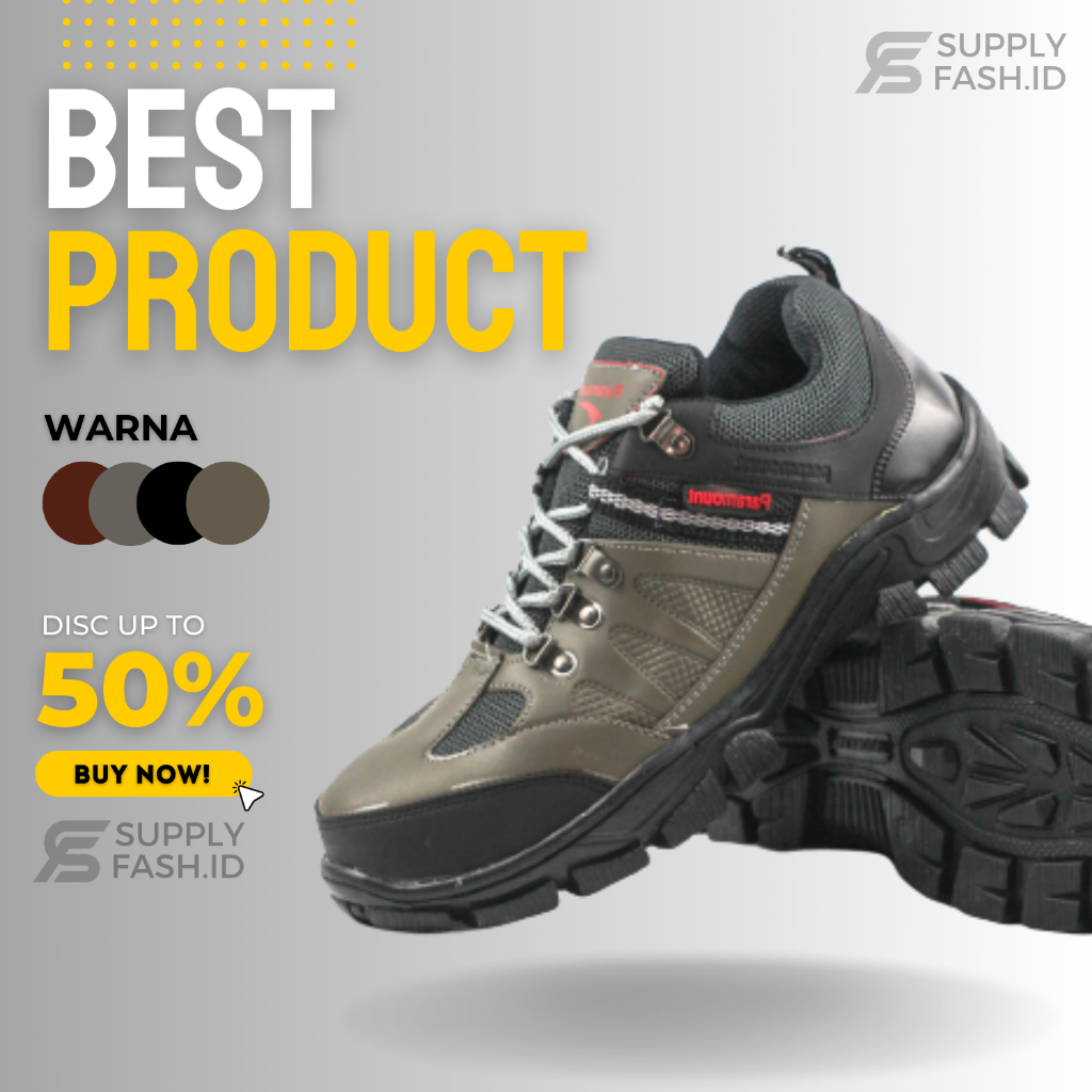 Sepatu Safety Paramount Pendek Ujung Besi Hiking shoes Sepatu Safety Pria Terbaru