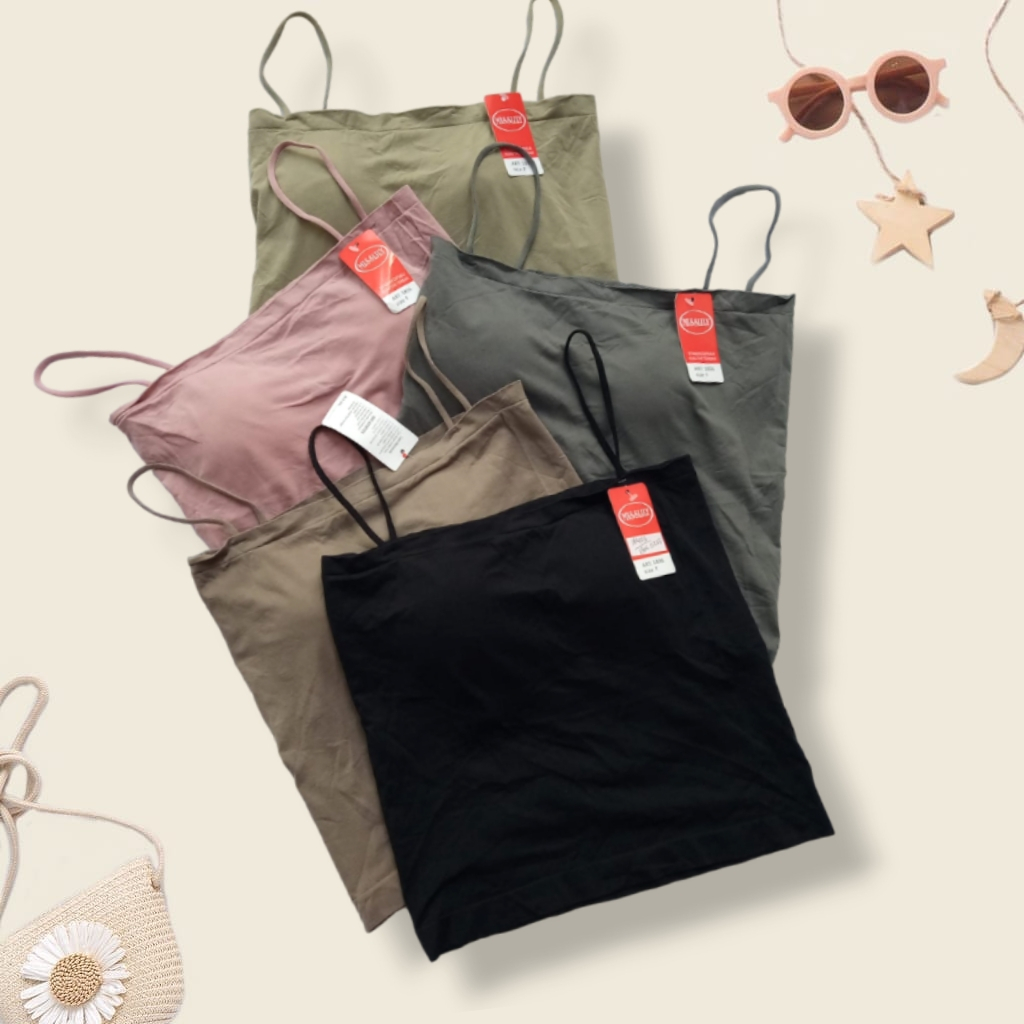 23585 - TANKTOP KOREA TANPA KAWAT PAKAIAN DALAM WANITA BRA WITH CUP BH ATASAN IMPORT SINGLET TALI KE
