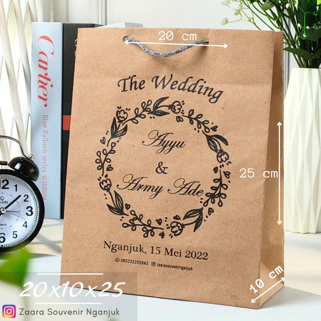 

Paper Bag Custom - 20 cm x 10 cm x 25 cm - Paper Bag Kado - Paperbag Sablon - Tas Souvenir