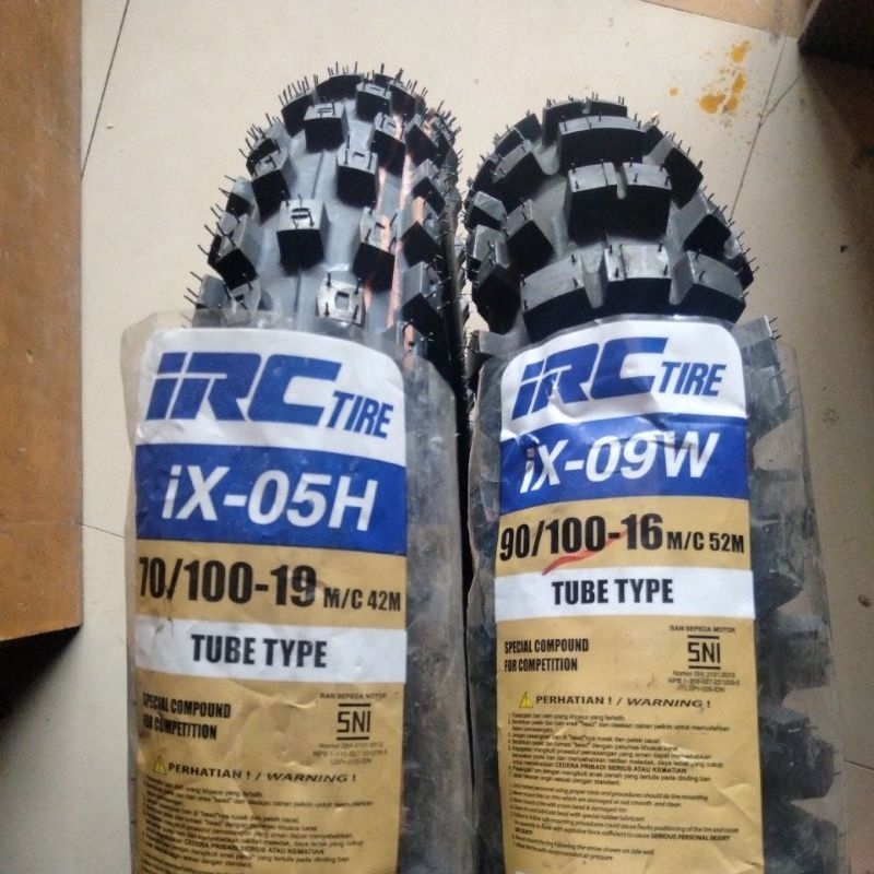 Paket Sepasang Ban Trail IRC IX-05H 70/100-19+90/100-16 IX-09W Ban Set Depan Belakang Luar Motor Mot