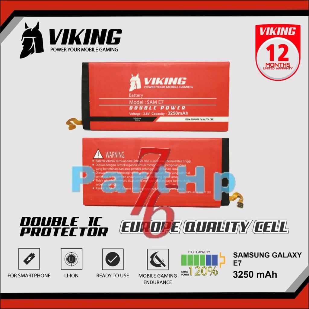 Baterai Viking Double Power - Samsung Galaxy E7 2015 / E700 / SM-E7000 / SM-E7009 / SM-E700F / SM-E7