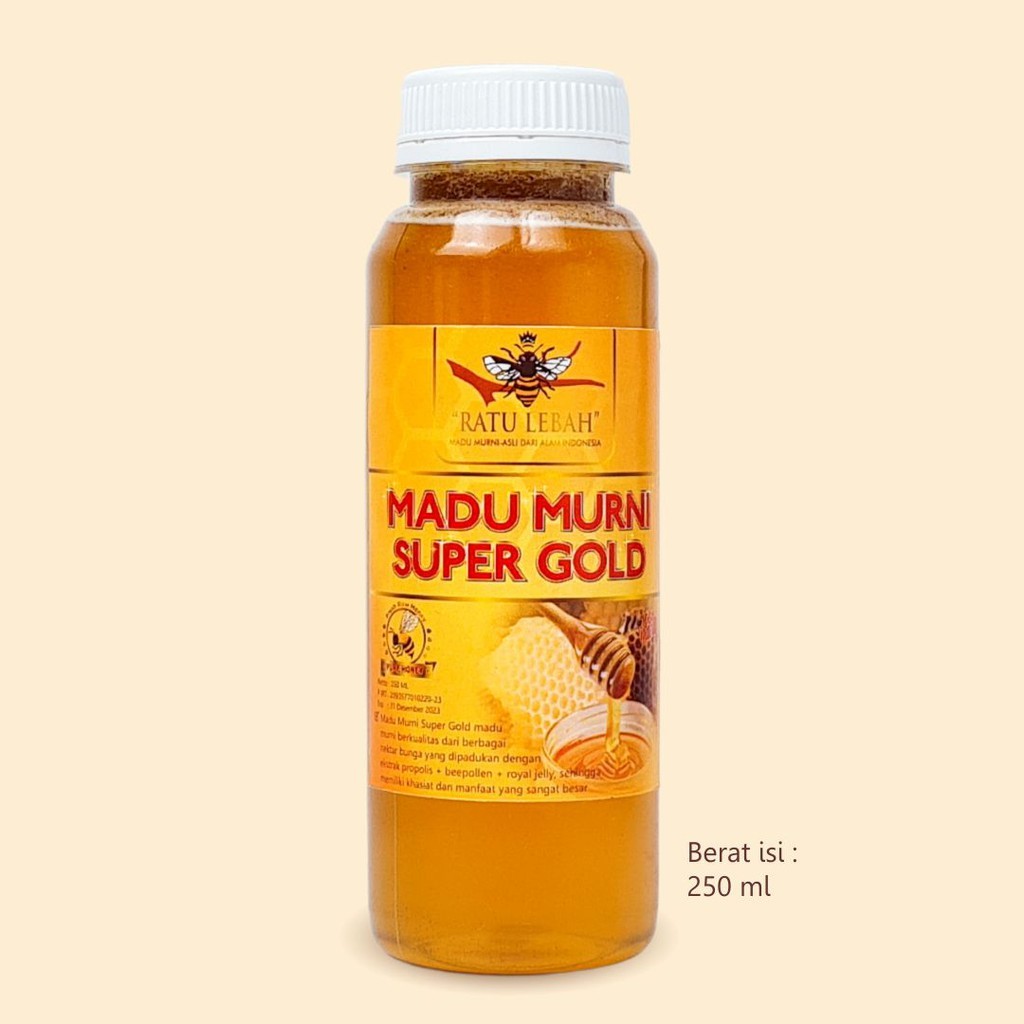 

Madu Murni Super 250 ml 4 in 1 Madu Asli Propolis Royal Jelly Bee Pollen Penyubur PROMIL Ratu Lebah