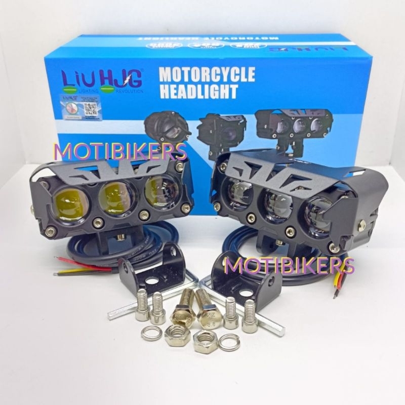 LAMPU TEMBAK LED FOGLAMP HJG 3 MATA 60W 60WATT HIGH LOW/SEPASANG