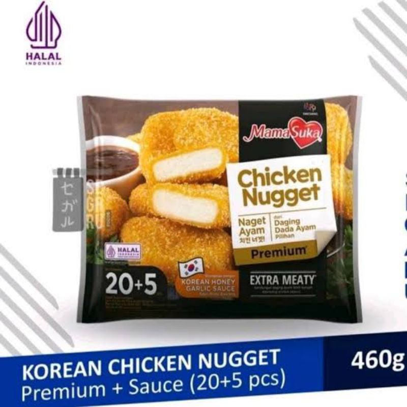 

MamaSuka Nugget Ayam/Chicken Nugget Premium with Korean Honey Garlic Sauce 25 pcs 460 gr (Frozen Food)