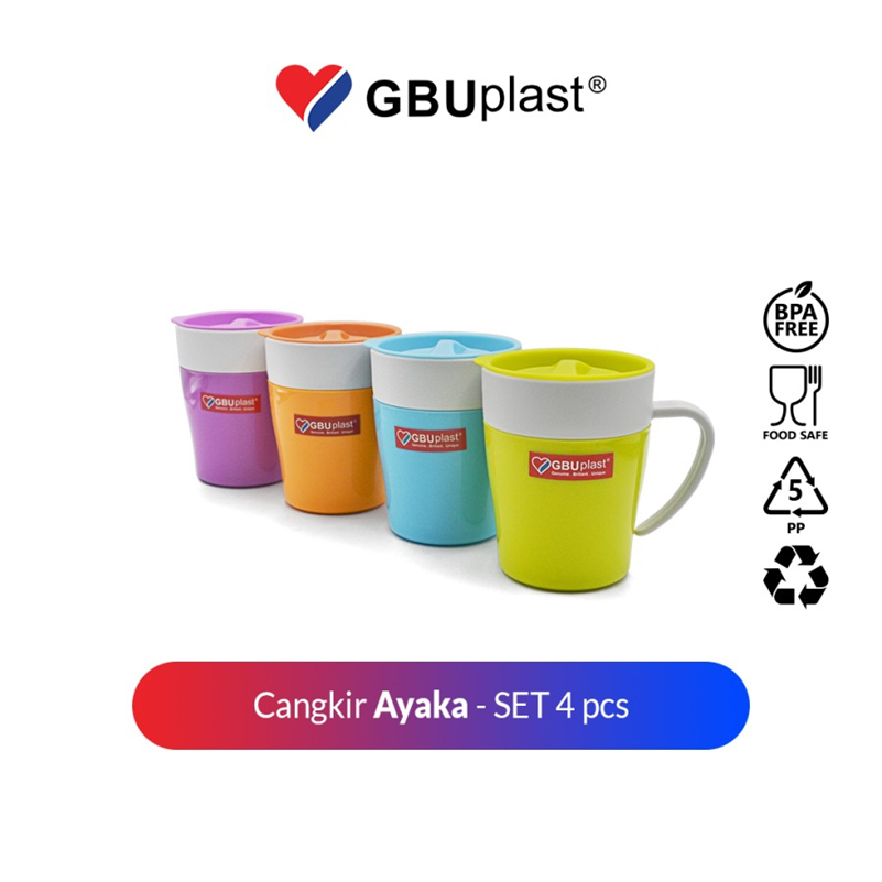 GBU Plast Gelas Plastik | Gelas Ayaka Set | Mug Plastik 4 pcs