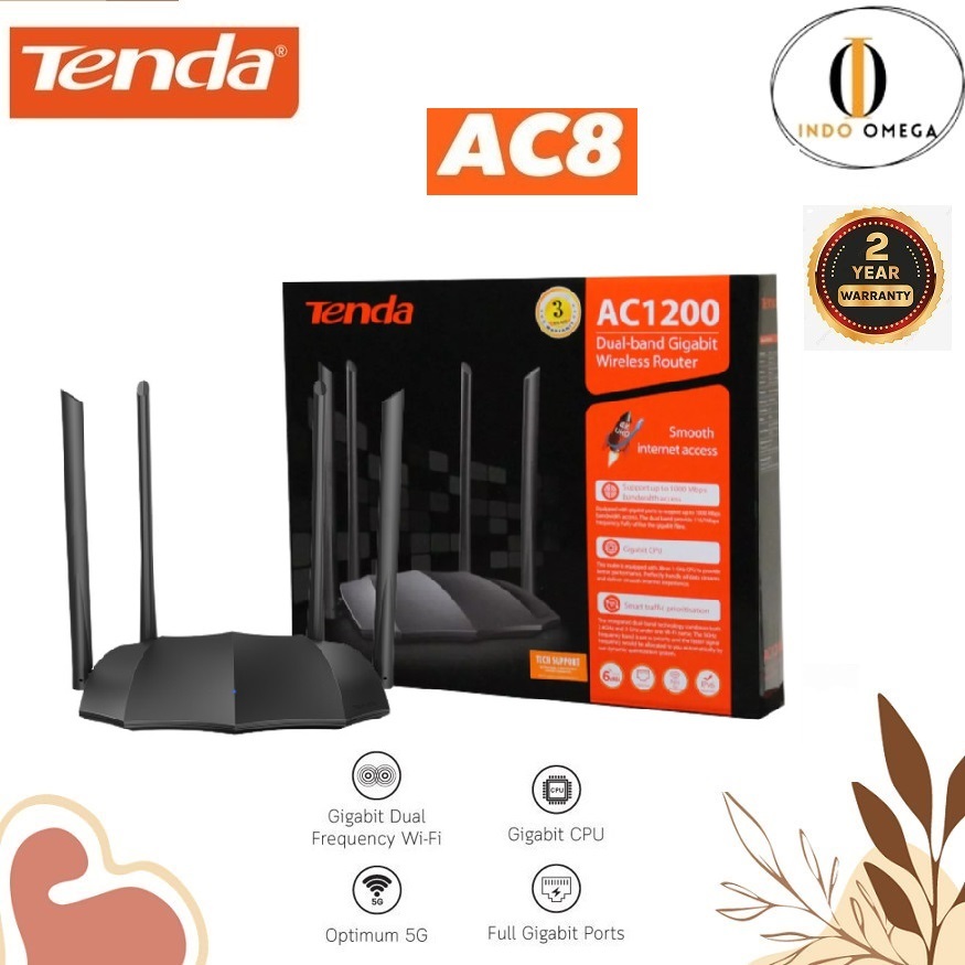 Tenda AC8 - Router Nirkabel Dual-Band 1200M Gigabit