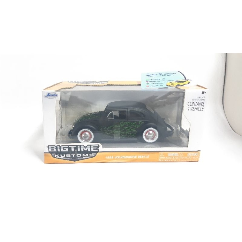 Diecast Miniatur Replika Pajangan Mobil Merk Jada Toys Skala 24 VW Kodok Volkswagen Beetle Black Mat