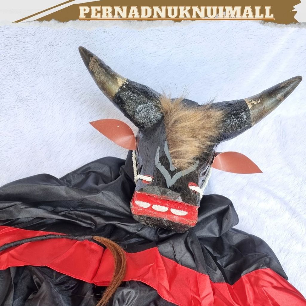 BEST PROMO SPESIAL|BARONGAN BANTENG TANDUK ASLI TANGGUNG|Banteng kayu kemul panjang mainan anak mura