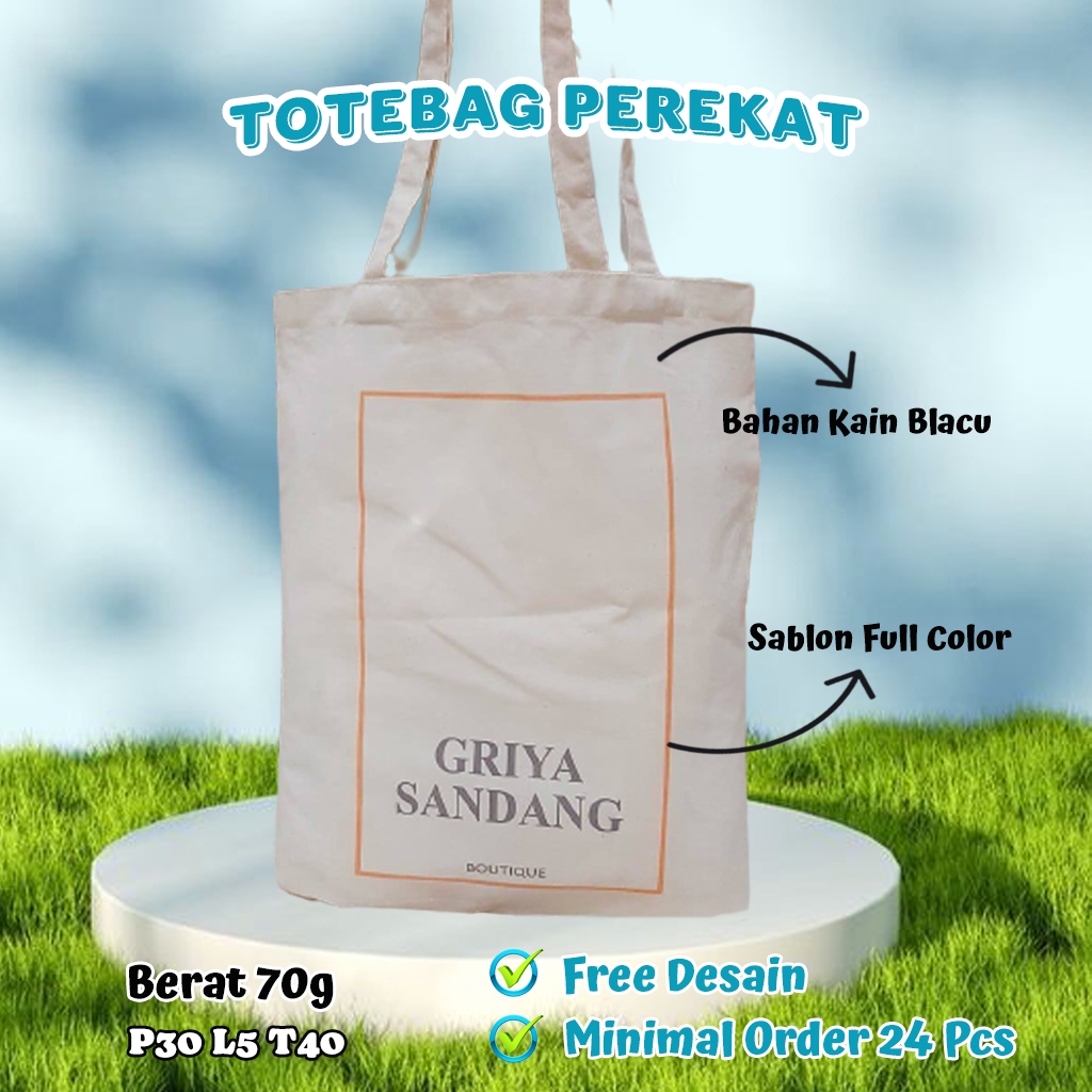 Tote Bag Blacu Ukuran Besar Custom Sablon Tulisan