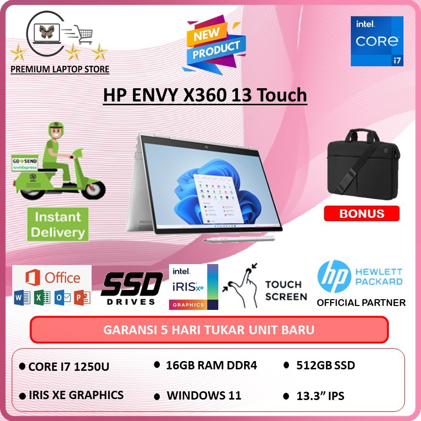 HP Envy X360 13 Touch Core i7 1250U Ram 8Gb 1Tb Ssd 13.3"Wuxga Ips