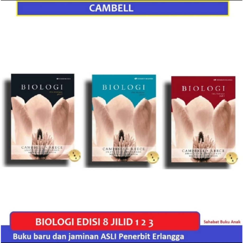 ORI harga satuan buku BIOLOGI edisi 8 jilid 1,2,3 Campbell penerbit Erlangga