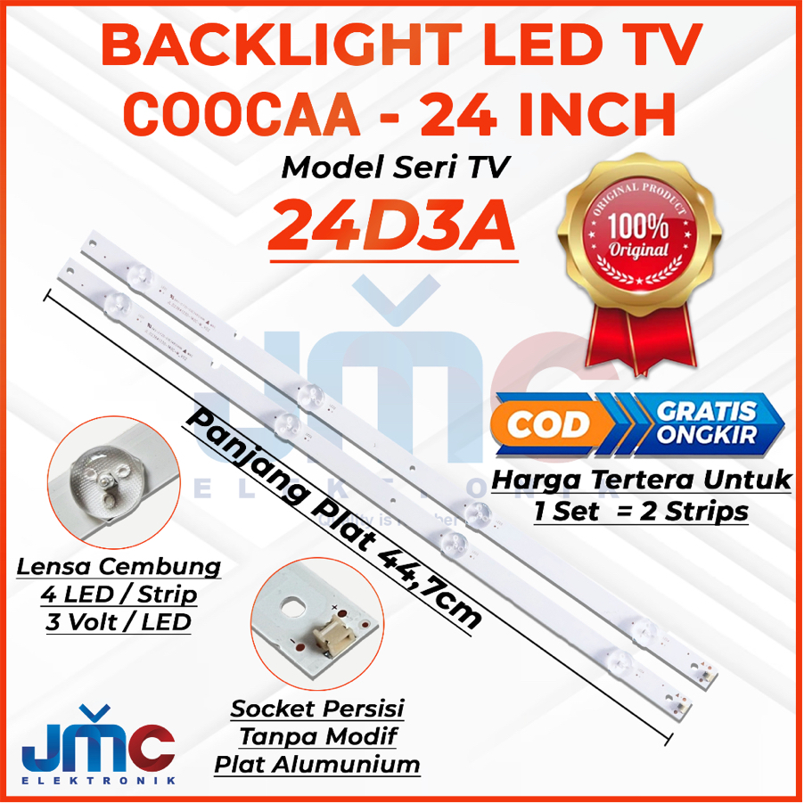 BACKLIGHT TV LED 24 INCH COOCAA 24D3A LAMPU BL 24 IN 24D3A 4K 3V