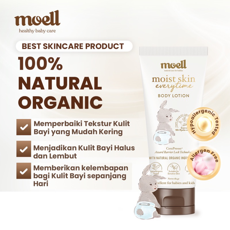 Moell BODY LOTION Bayi 185gr Moist skin everytime body lotion pelembab kulit baby Moel MOELL moell