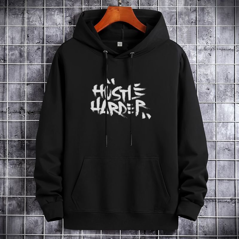 Hoodie flecce Hustle Harder Hoodie pria sweater Hoodie