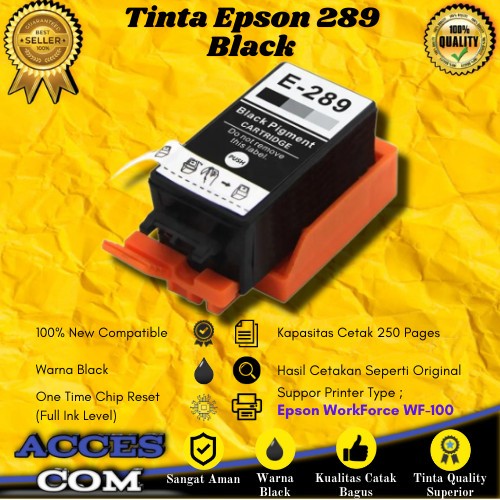 Cartridge Tinta Compatible Epson T289 289 Black Printer WF-100 WF100