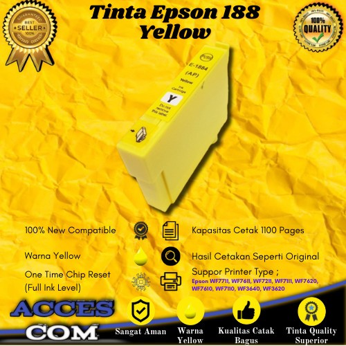 Cartridge Tinta Compatible Epson T188 188 Yellow WF7711 WF7611 WF7610
