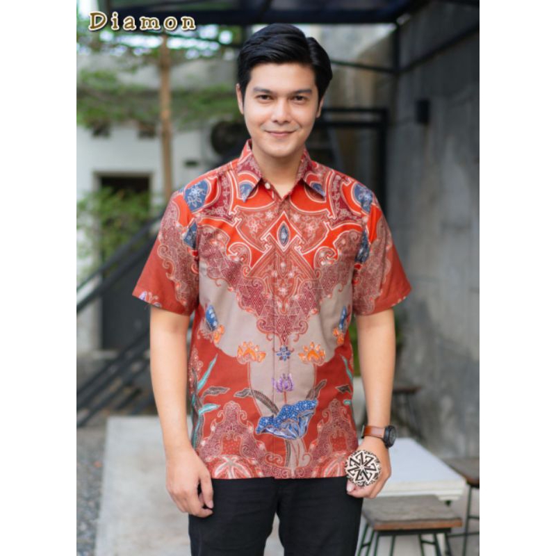 Kemeja Batik Tulis pendek - Hem batik tulis UK S M L XL XXL berlapis trikot bahan primissima jahitan reguler istimewa