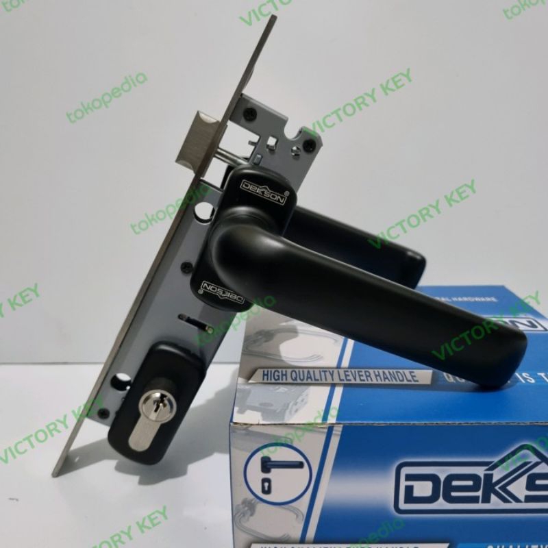Handle Pintu Aluminium+Kunci DEKSON Warna Hitam,Coklat