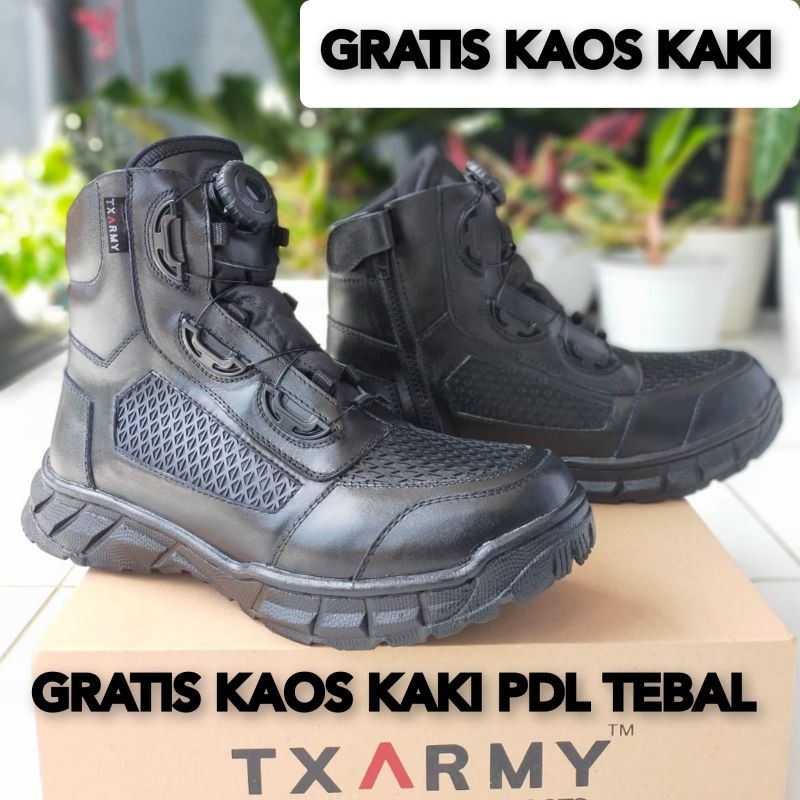 Sepatu Pdl Lantas Tali Putar Sarang Tawon Pendek Dan Tinggi Kulit Sapi Asli Berkualitas Merk TXARMY 