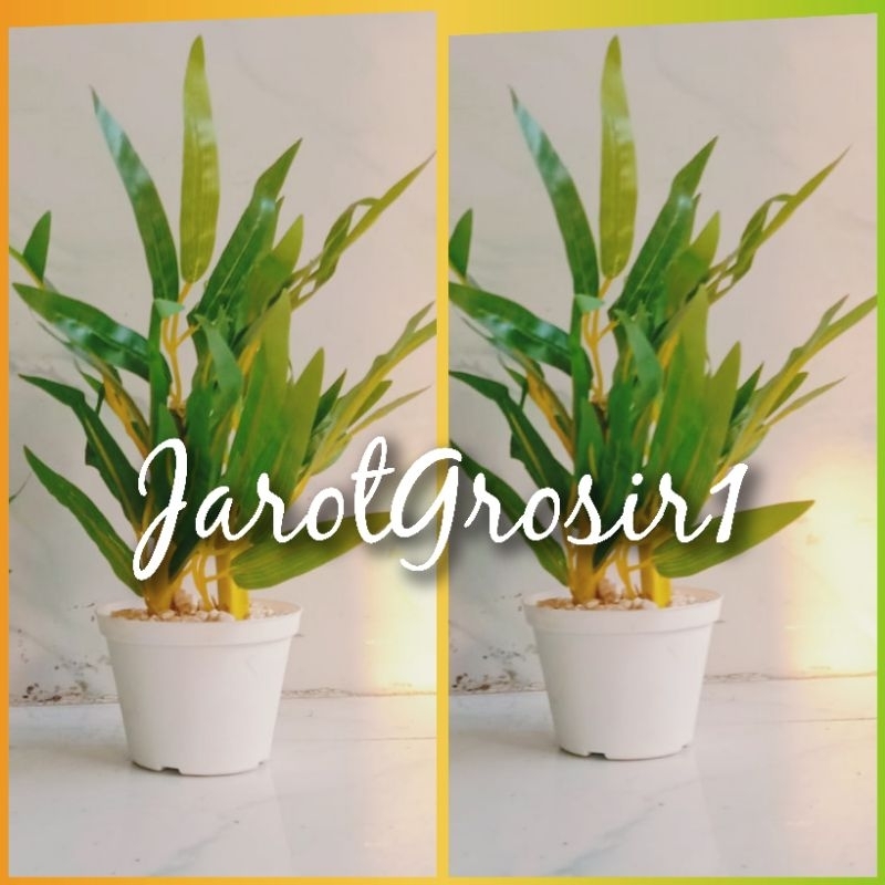 BUNGA HIAS PLASTIK + POT DAN BATU // BAMBU KUNING SUDAH DISERTAI POT DAN BATU // BAMBU KUNING TINGGI