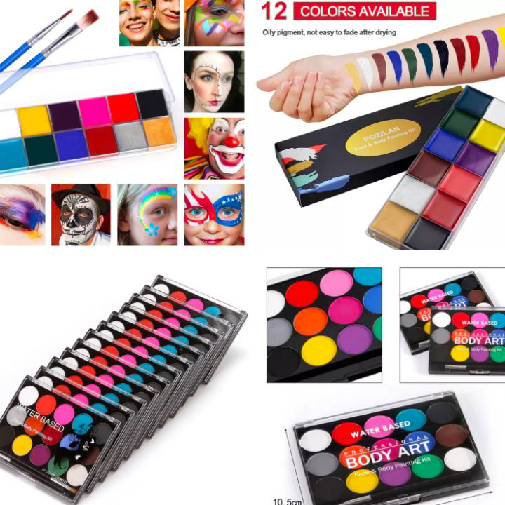 

➶⁎✶ Body Art 15 Colour Set +2 Brush / Face Painting / Body