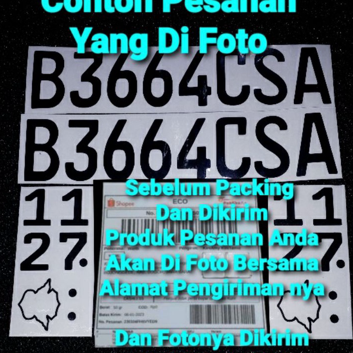 Terlaris Cutting Sticker Plat Nomer Motor Plat Nomer Mobil Terbaru (FONTS BARU) Harga Sepasang (Depa