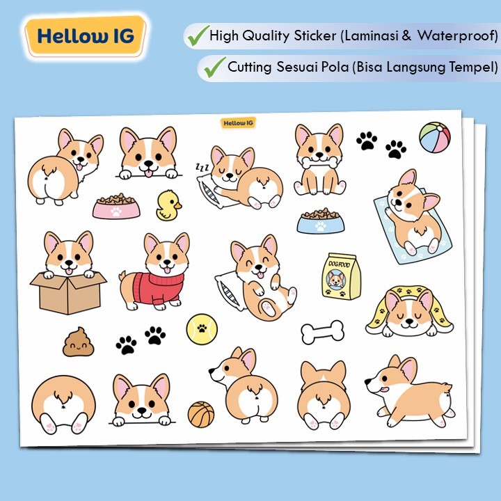 

STICKER PACK | FUNNY DOG CORGI | ANJING LUCU | STIKER BOTOL KOPER LAPTOP HP WATERPROOF HIGH QUALITY