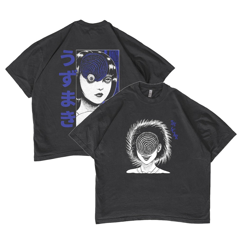 Junji Ito Uzumaki Vintage Kaos Oversize T-shirt Anime