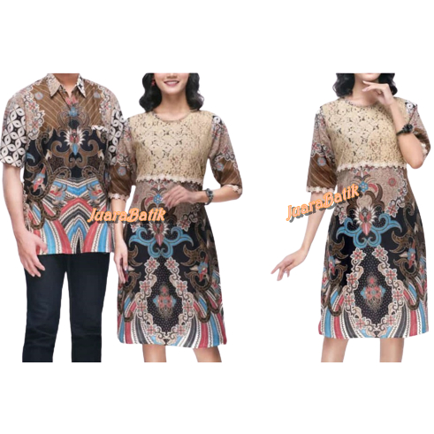 COUPLE DRESS BATIK MODERN CREAM COUPLE DRESS CREAM COUPLE DRESS JUMBO CREAM SARIMBIT DRESS BATIK DRE