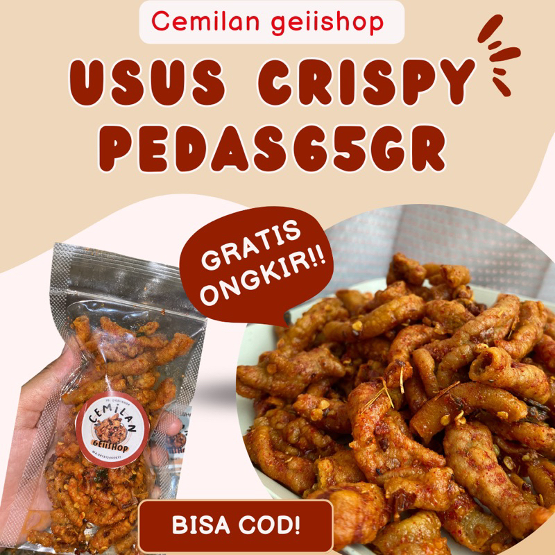 

USUS CRISPY PEDAS DAUN JERUK 65 GRAM MURAH CEMILAN PEDAS MURAH BASRENG ENAK VIRAL