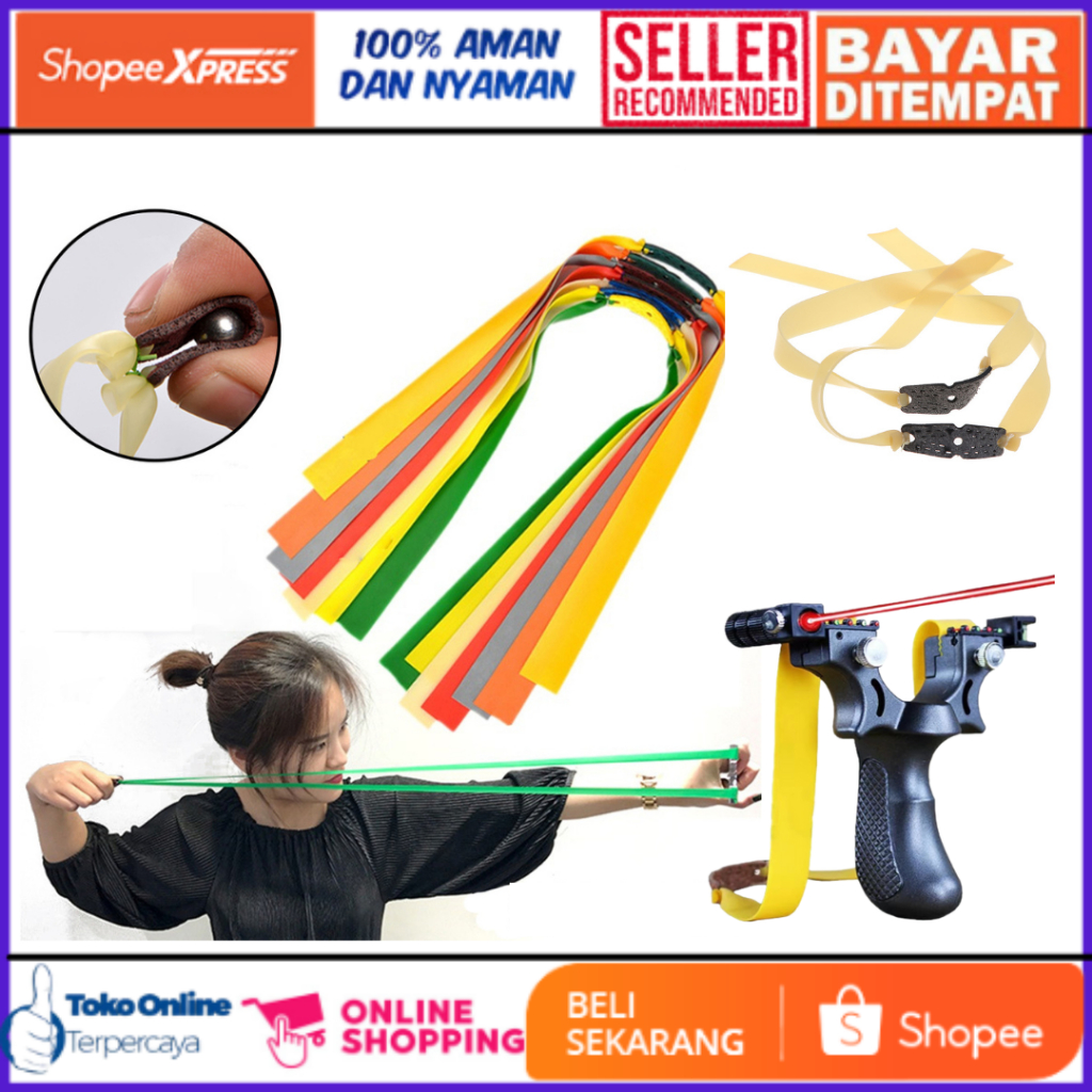 KARET KETAPEL Tali Ketapel Slingshot Rubber Flat Elastic Band Catapult 5PCS - EFR29 - Cream