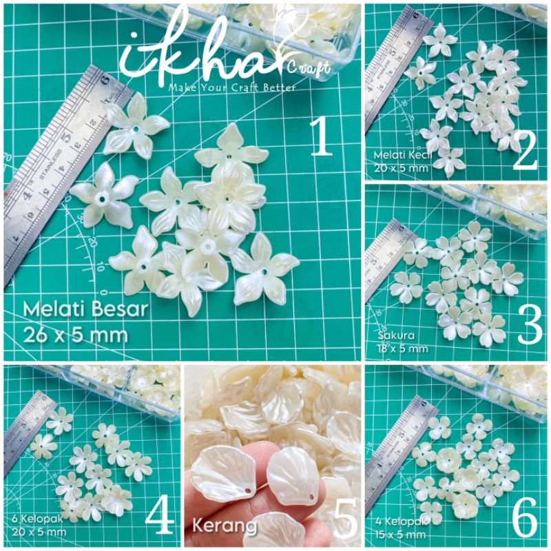 Macam Macam Kelopak - Kelopak Bunga - Mote Kelopak - Akrilik Kelopak Bunga