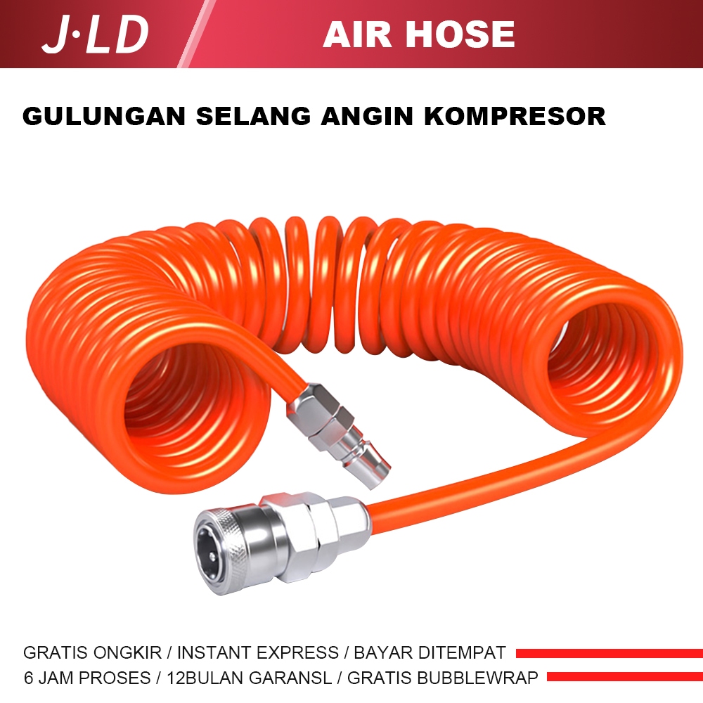 JLD Selang Kompresor 6M/9M/12M Selang Angin Spiral PE Air hose  Gulungan Selang Angin Kompresor