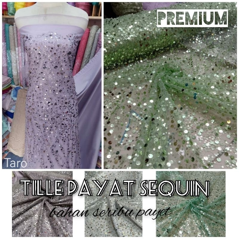 Kain Tulle Sequin Brukat Tille Sequin Tule Payet Squin Kain Tille Payet Squin