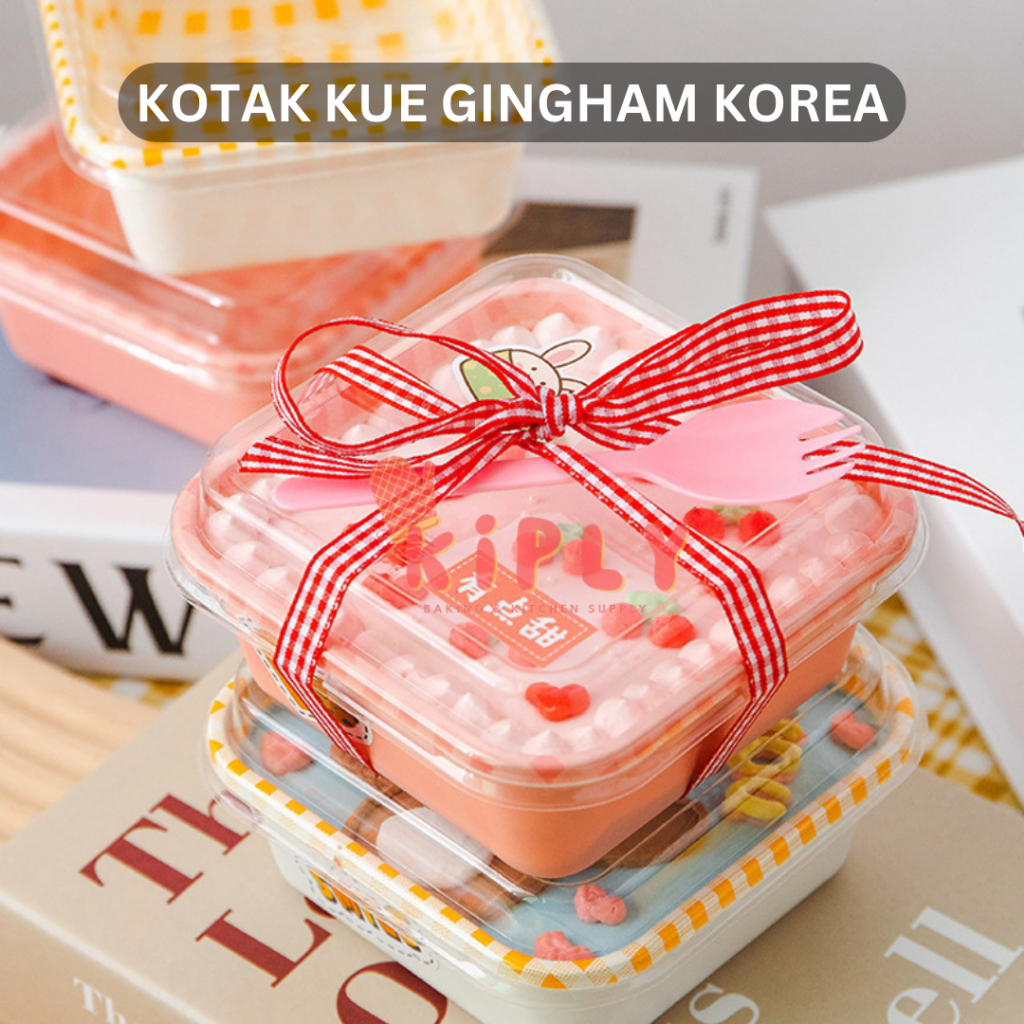 Kotak Kue Gingham Korea/Box Cake Kue Pudding/Dessert Box Cookies Gingham Rissa Essentials